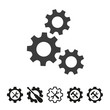 Gears flat vector icons on white background.
