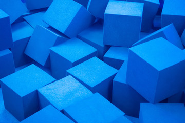 Poster - Cubes. Many cubes of blue. Foam cubes.