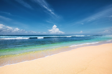 Wall Mural - seascape at the day time. turquoise water background in the summer. sea and beach. nusa penida, bali