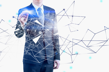 Poster - businessman working with virtual interface