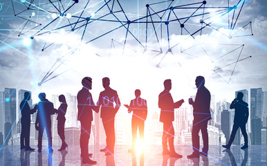 Poster - Business team working with connection interface