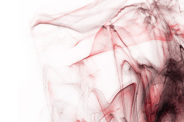  Red alcohol ink texture with abstract washes and paint stains on the white paper background.	