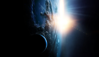 Wall Mural - Deep space beauty. Planet orbit.