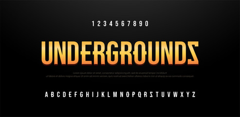 Aufkleber - Modern sans serif font creative alphabet. Typography urban, trandy fonts undergrounds logo design. vector illustration