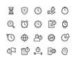 Time management line icons. Stopwatch, alarm and hourglass thin vector symbols. Timekeeping and business efficiency concept. Milestone schedule calendar work manage task employee success