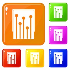 Poster - Computer processor icons set collection vector 6 color isolated on white background
