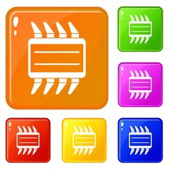 Poster - CPU icons set collection vector 6 color isolated on white background