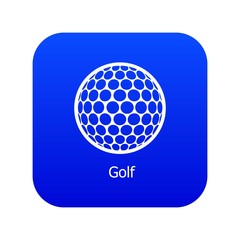 Wall Mural - Golf ball icon blue vector isolated on white background