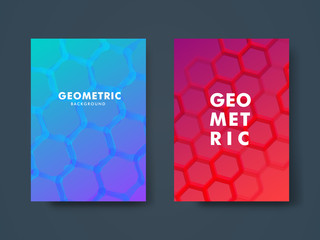 Set of two abstract geometric cover design. Minimal geometric pattern gradients for poster, cover, banner, flyer