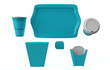 burger bar set with  blank for design fast food cardboard tableware mockup template paper cups. 3d illustration