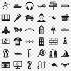 Poster - Useful engineering icons set. Simple style of 36 Useful engineering vector icons for web for any design