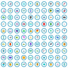 Poster - 100 system icons set in cartoon style for any design vector illustration