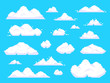 © Tartila - Pixel clouds. Retro 8 bit blue sky aerial cloud pixel art background vector illustration