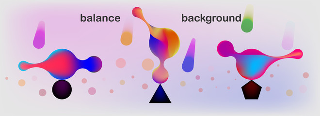 Aufkleber - Set of liquid color forms. Abstract composition, like balancing shapes.
