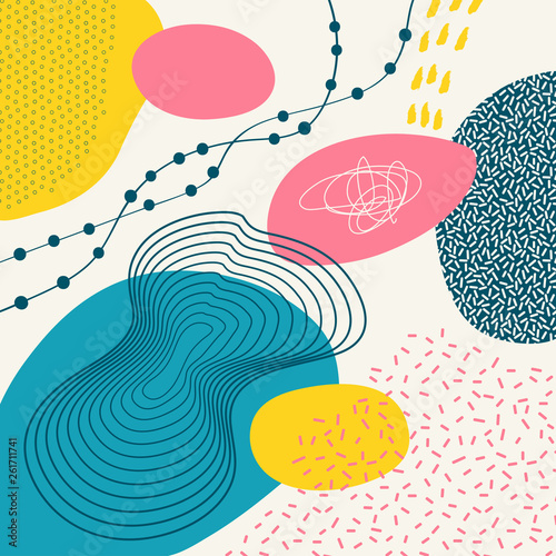 Creative geometric colorful background with patterns. Collage. Design for pri...