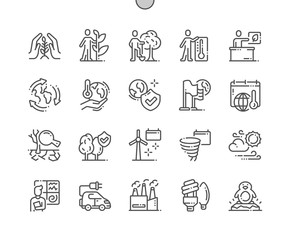 Poster - International Climate Day Well-crafted Pixel Perfect Vector Thin Line Icons 30 2x Grid for Web Graphics and Apps. Simple Minimal Pictogram
