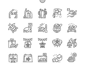 Poster - World Turtle Day Well-crafted Pixel Perfect Vector Thin Line Icons 30 2x Grid for Web Graphics and Apps. Simple Minimal Pictogram