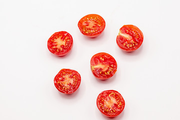 Wall Mural - Close up red tomatoes on isolate white background.Selective focus red tomatoes.