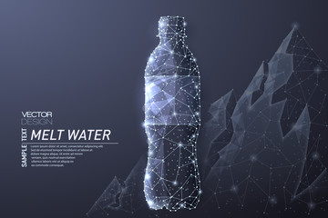 Wall Mural - Abstract polygonal light design of bottle with clean mineral water.