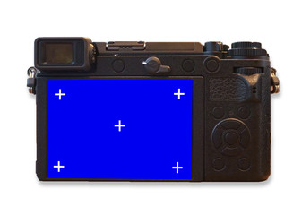 Camera with a blue background