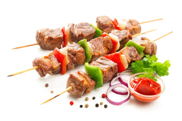 Poster - Kebabs - grilled meat and vegetables on skewers