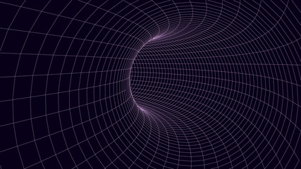 Aufkleber - Abstract tunnel. Vector wormhole. 3D corridor mesh.