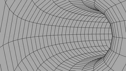 Aufkleber - Abstract tunnel. Vector wormhole. 3D corridor mesh.