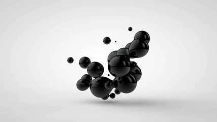 Poster - 3D animation of pulsating drops of black liquid, oil.