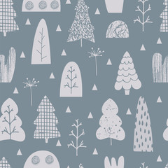 Seamless pattern with trees for fabric, wallpaper and wrapping paper.