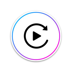 Poster - Video play button like simple replay icon isolated on white background. Circle white button. Vector Illustration