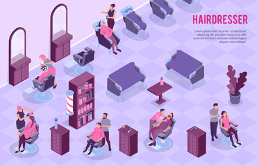 Poster - Barbershop Isometric Illustration