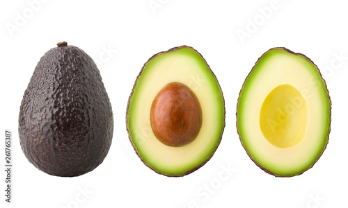 Fotografía avocado, clipping path, isolated on white background full depth of field