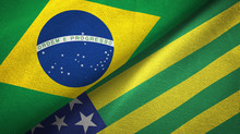 Goias State And Brazil Flags Textile Cloth, Fabric Texture