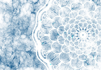 Wall Mural - Abstract mandala graphic design and watercolor digital art painting for ancient geometric concept background