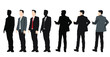 © Galina - Set of silhouettes man standing, cartoon character, business people in black and colorful clothes, vector silhouettes and flat designe icon isolated on white