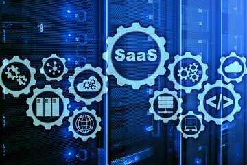 software as a service saas. software concept. modern technology model on a virtual screen server roo