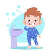 © Colorfuel Studio - kid boy brushing teeth vector illustration
