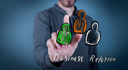 Business relation concept drawn by a man