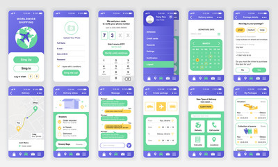 Wall Mural - set of ui, ux, gui screens delivery app flat design template for mobile apps, responsive website wir