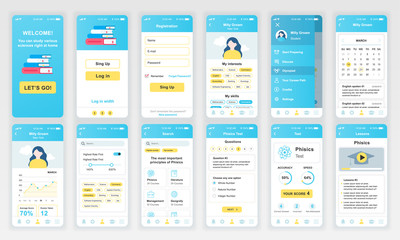 Wall Mural - set of ui, ux, gui screens education app flat design template for mobile apps, responsive website wi