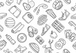 © svsunny - Sport, fitness, functional training background seamless doodle icons style pattern.