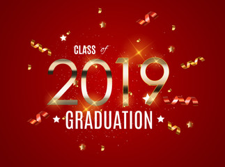 Wall Mural - Congratulations on Graduation 2019 Class Background Vector Illustration