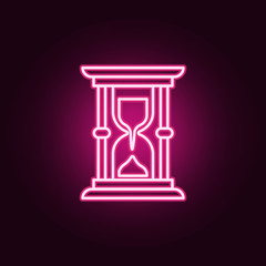 Poster - Hourglass, time neon icon. Elements of Law & Justice set. Simple icon for websites, web design, mobile app, info graphics