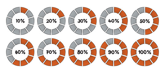 Wall Mural - hand drawing percentage pie charts and percentages numbers