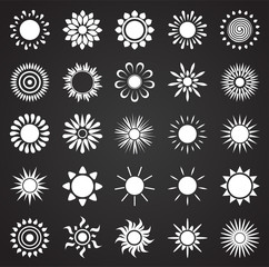 Poster - Sun icons set on black background for graphic and web design. Simple vector sign. Internet concept symbol for website button or mobile app.
