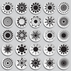 Poster - Sun icons set on plates background for graphic and web design. Simple vector sign. Internet concept symbol for website button or mobile app.