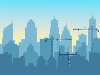 Wall Mural - construction of a new skyscraper, an increase in the city, urbanization. EPS-10