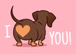 Cutе dachshund puppy dog vector cartoon illustration isolated on pink background. Funny 