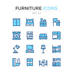 Poster - Furniture icons. Vector line icons set. Premium quality. Simple thin line design. Modern outline symbols, pictograms.