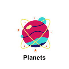 Poster - Space, planets color icon. Element of color space icon. Premium quality graphic design icon. Signs and symbols collection icon for websites, web design